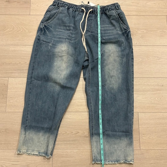 FT Cayanz Women's Elastic Waist Cropped Baggy Jeans Plus Size XXL - Picture 5 of 11